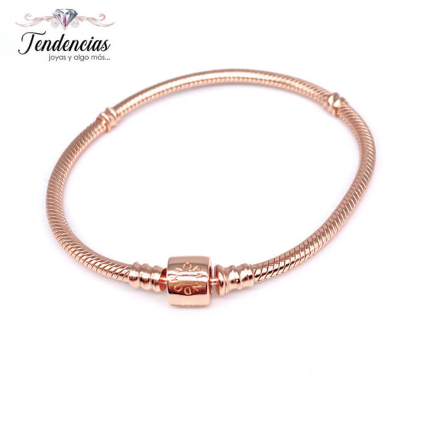 Pulsera Flexible Broche – Barril Oro Rosa