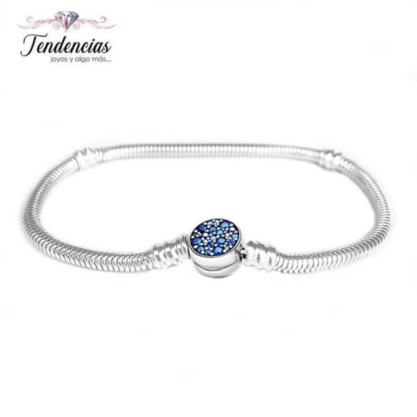 Pulsera Snake Plata 925 Broche Brillos Azules