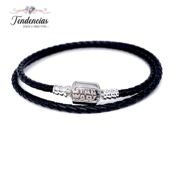 Pulsera Cuero Negro Doble - Broche SW