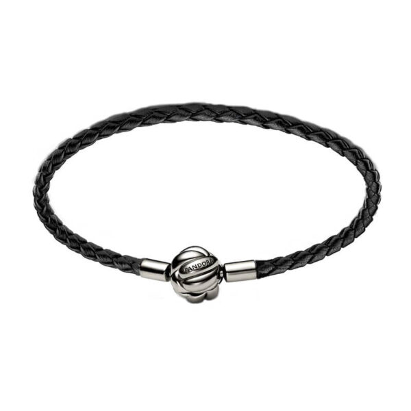 Pulsera Cuero Negro – Broche Rodinado Negro