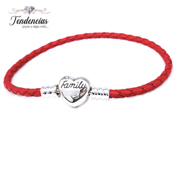 Pulsera Cuero Rojo – Broche Family Tree Heart