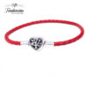 Pulsera Cuero Rojo – Broche Family Tree Heart - Imagen 2