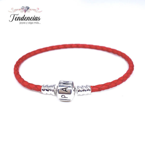 Pulsera Cuero Rojo - Broche Barril