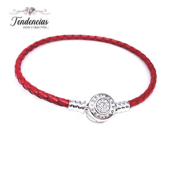Pulsera Cuero Rojo – Broche Clásico