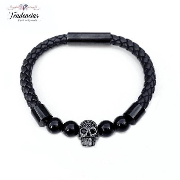 Pulsera de Cuero Tejido - Calavera