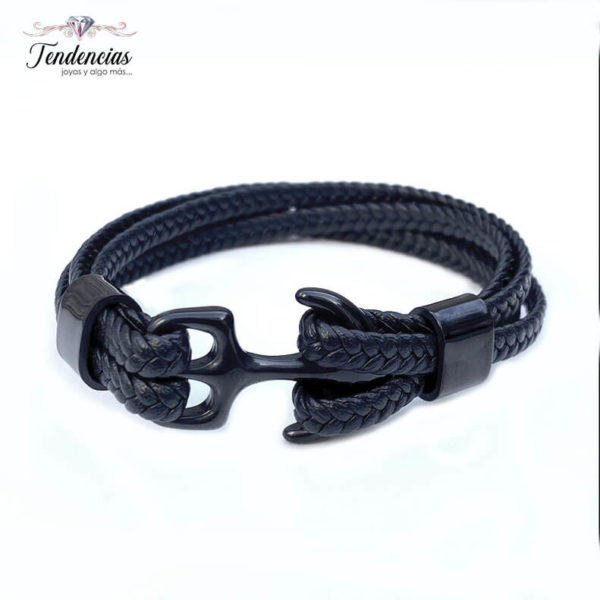 Pulsera de Cuero Tejido - Ancla