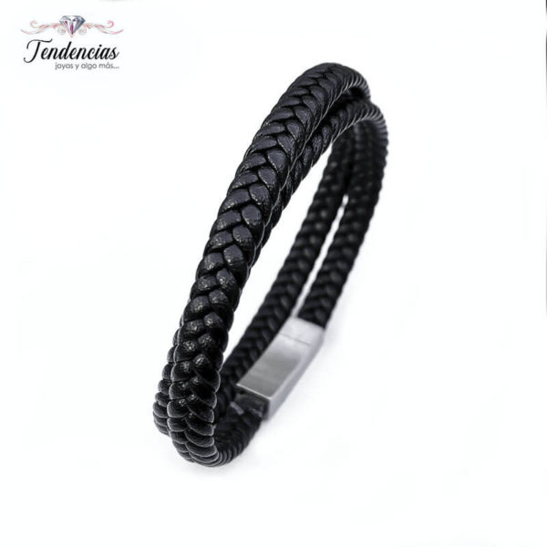Pulsera de Cuero Tejido - Doble