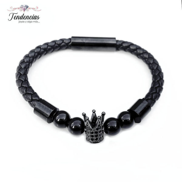 Pulsera de Cuero Tejido - Corona