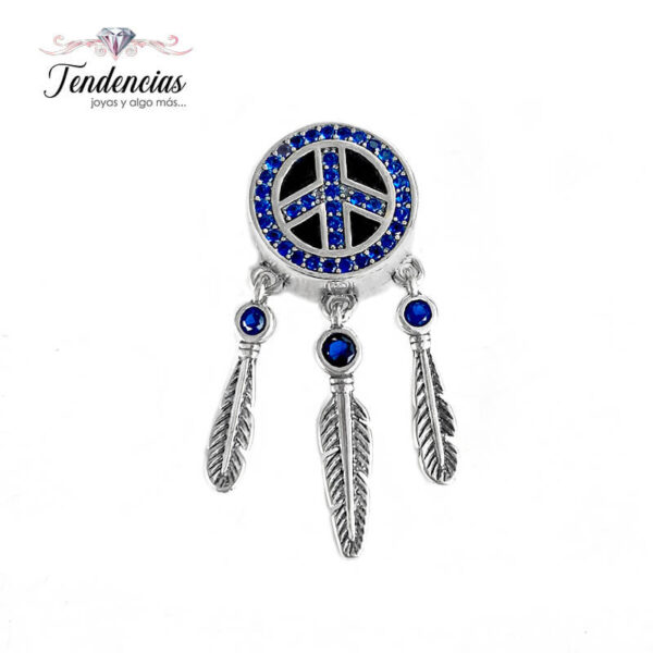 Charm / Dije Atrapasueños Símbolo Paz Azul