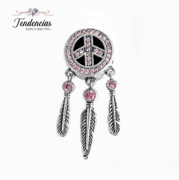 Charm / Dije Atrapasueños Símbolo Paz Rosa
