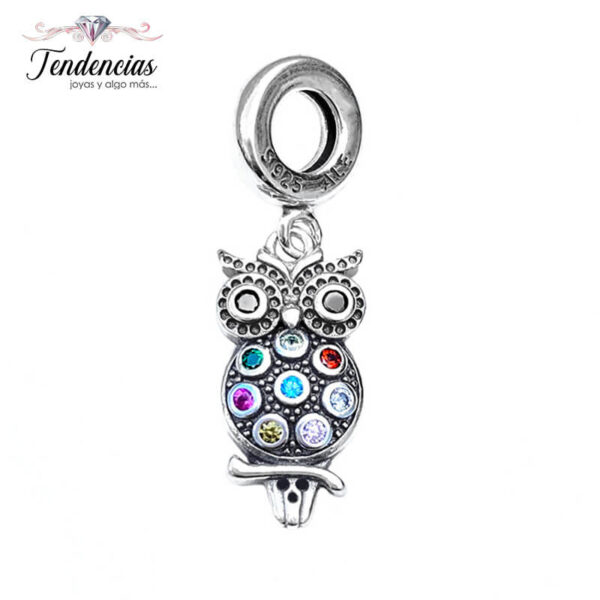 Charm / Dije Búho Brillos Multicolor
