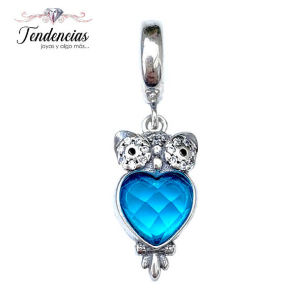 Charm / Dije Búho Corazón Turquesa