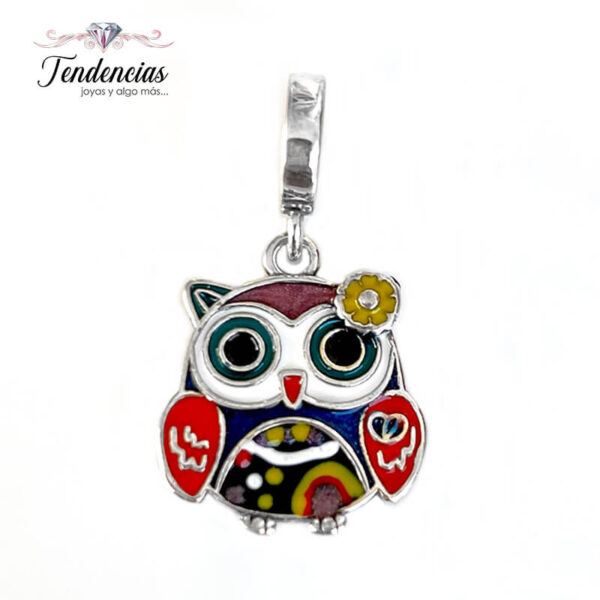 Charm / Dije Búho Multicolor Rojo