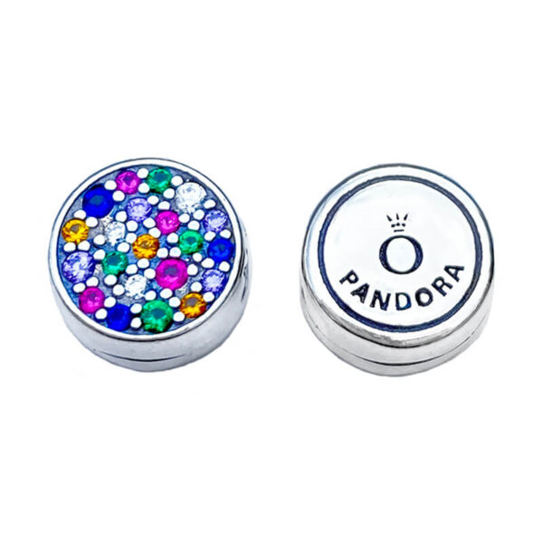 Charm / Dije Clip - Círculo Brillos Multicolor