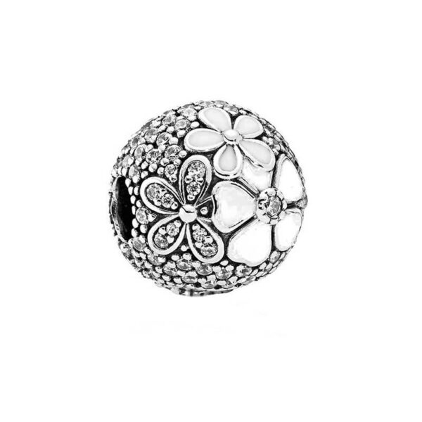 Charm / Dije Clip - Flores Blancas