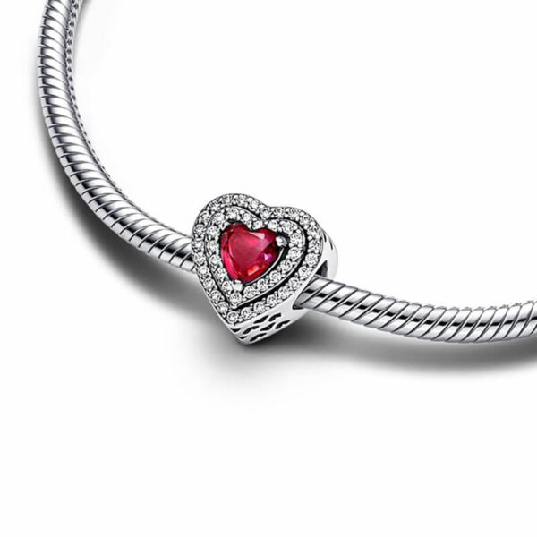 Charm / Dije Corazones Brillantes Rojo - Imagen 2