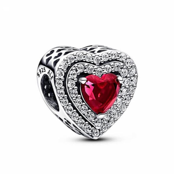Charm / Dije Corazones Brillantes Rojo