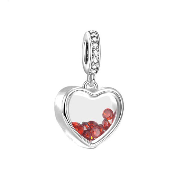 Charm / Dije Corazón Cristales Rojos
