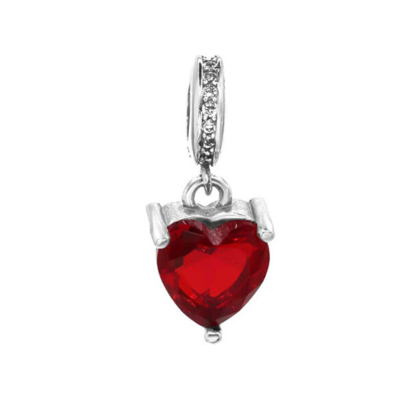 Charm / Dije Corazón Facetado Rojo