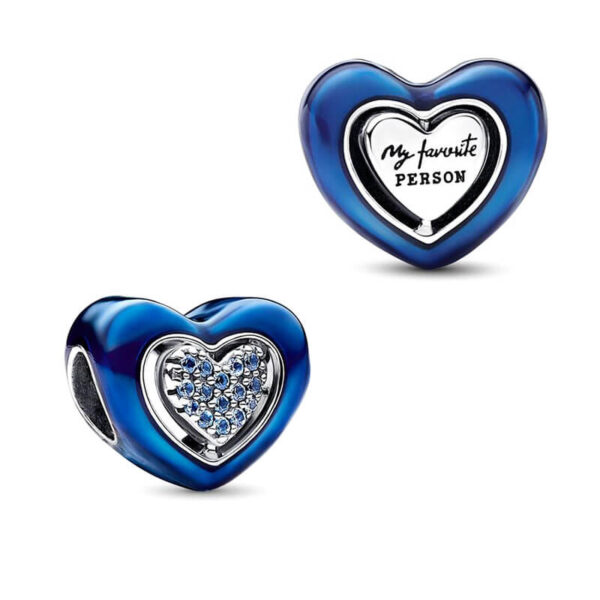 Charm / Dije Corazón Giratorio Azul