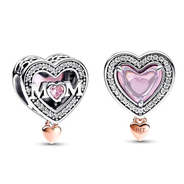 Charm / Dije Corazón MOM Cristal Rosa