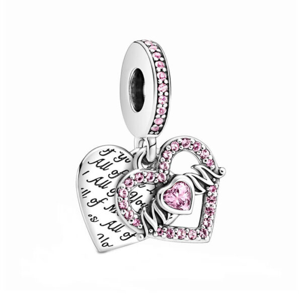 Charm / Dije Corazón MOM Cristal Rosa Colgante