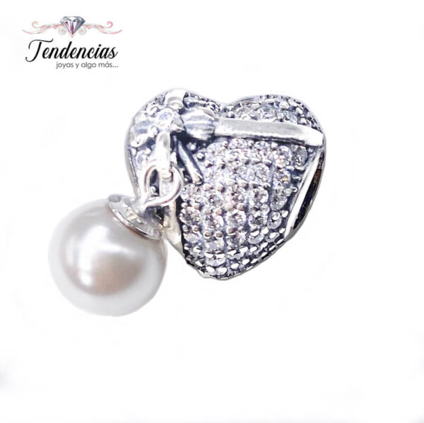 Charm / Dije Corazón Perla Cristal