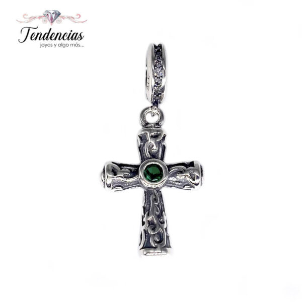 Charm / Dije Cruz Labrada Cristal Verde