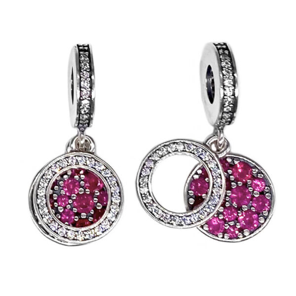 Charm / Dije Discos Brillantes Fucsia