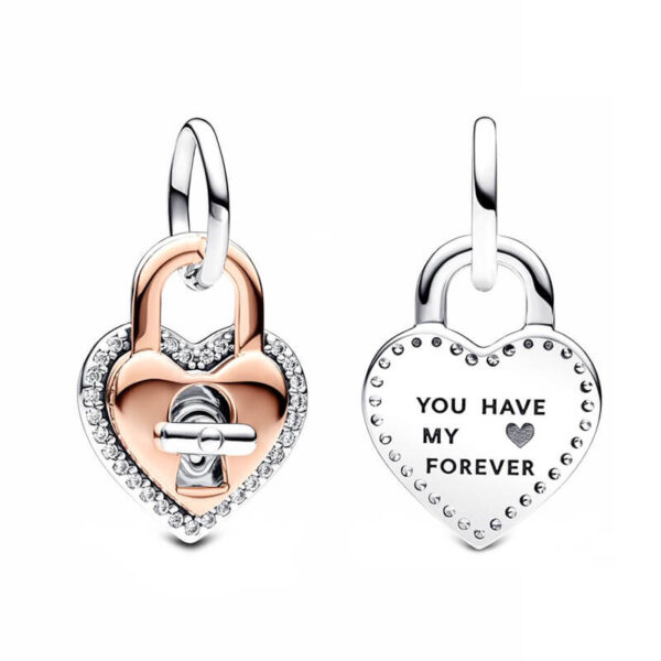 Charm / Dije Doble Corazón Candado