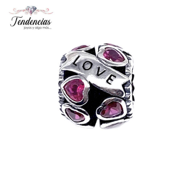 Charm / Dije LOVE Corazones Rojos
