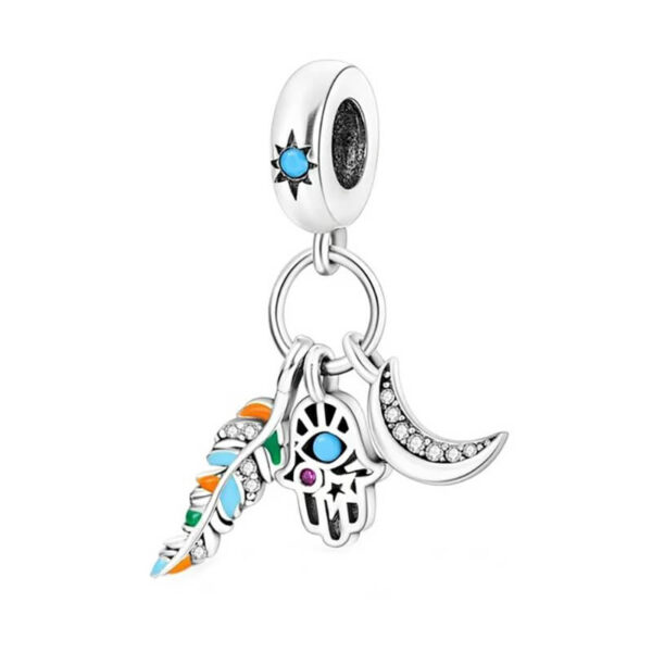 Charm / Dije Mano Fátima Pluma y Luna