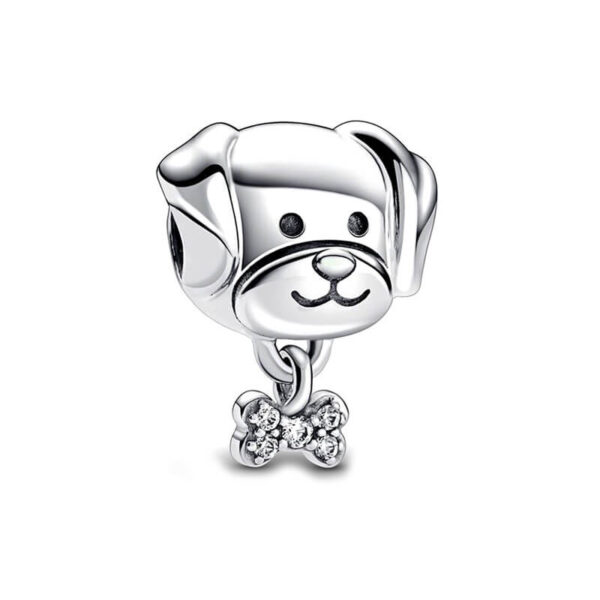 Charm / Dije Perro y Lazo Brillante