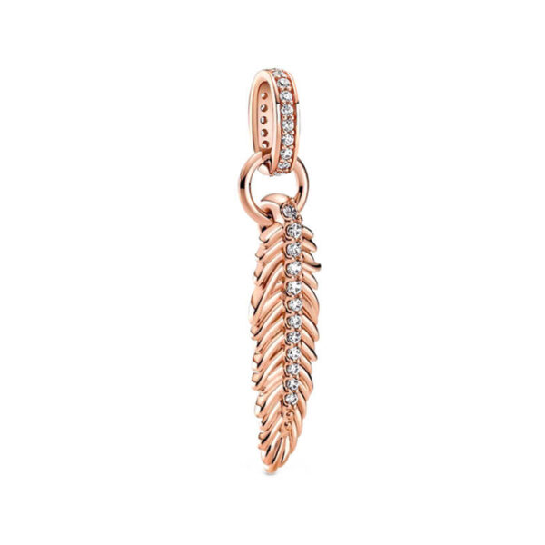 Charm / Dije Pluma Oro Rosa