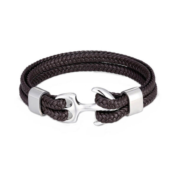 Pulsera de Cuero Ancla Café