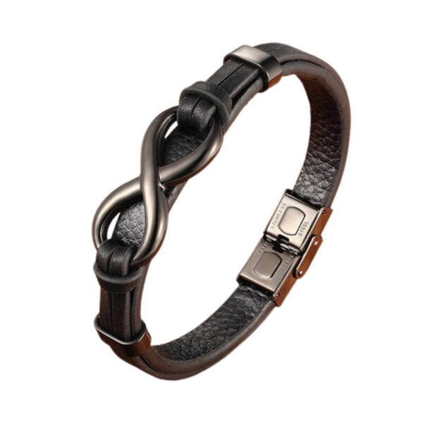 Pulsera de Cuero Infinito Negro