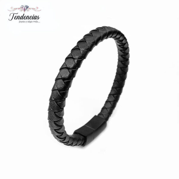 Pulsera de Cuero Tejido Entrelazada Negro