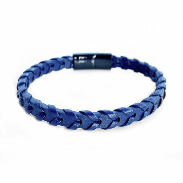 Pulsera de Cuero Tejido Azul