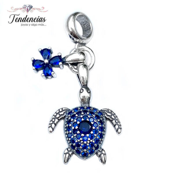 Charm / Dije Tortuga Azul y Flor
