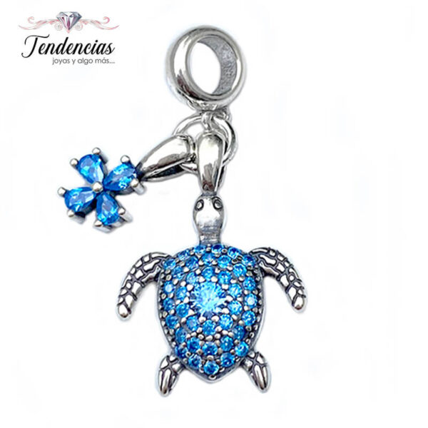 Charm / Dije Tortuga Turquesa y Flor