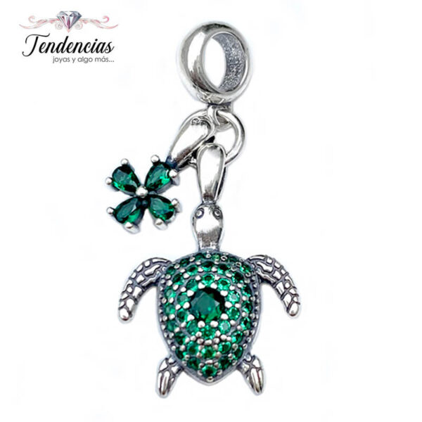 Charm / Dije Tortuga Verde y Flor