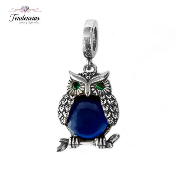 Charm / Dije - Búho Esfera Murano Azul