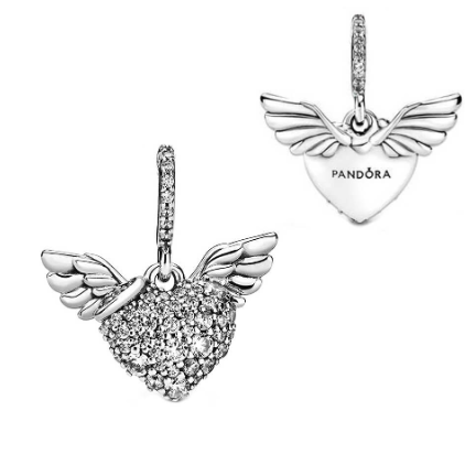 Charm / Dije - Corazón Brillante Alas de Ángel