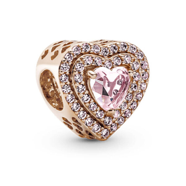 Charm / Dije Corazones Doble Rosa