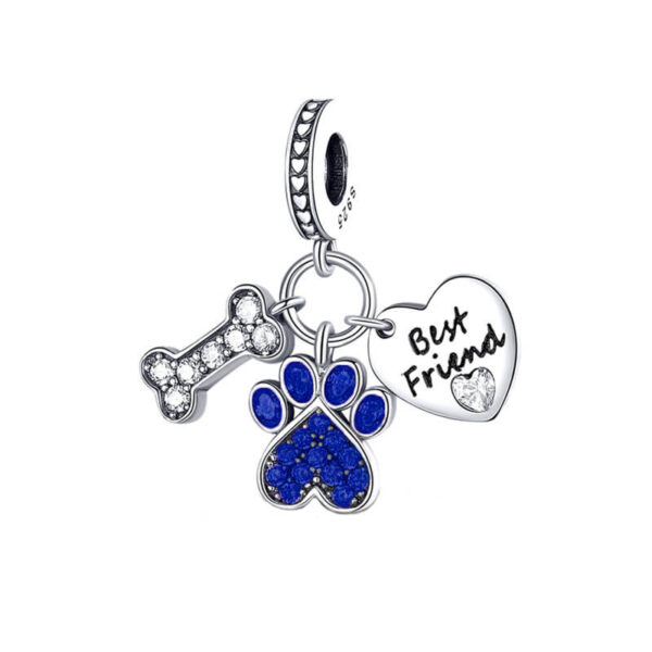 Charm / Dije - Huella, Hueso y Corazón Azul