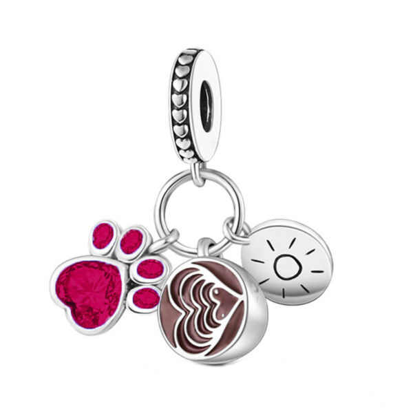 Charm / Dije - Huella Fucsia, Plato y Sol