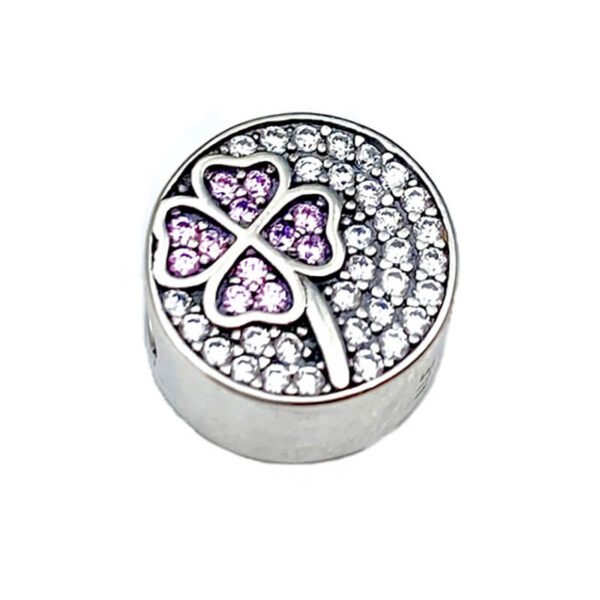 Charm / Dije - Trébol Brillante Rosado