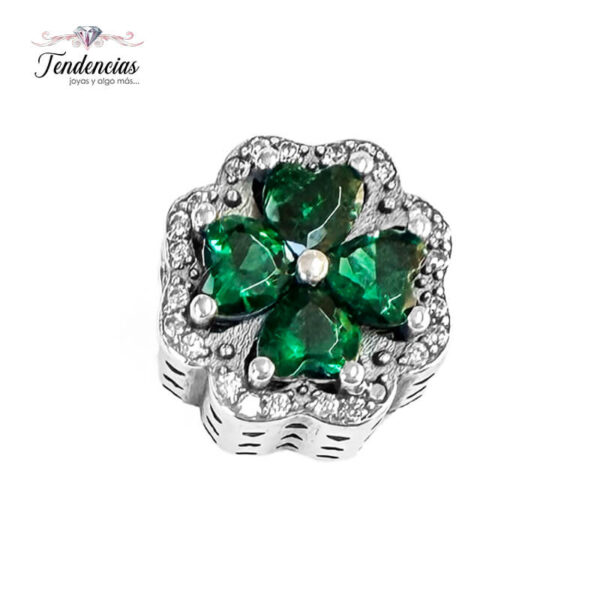 Charm / Dije - Trébol Cristales Verdes