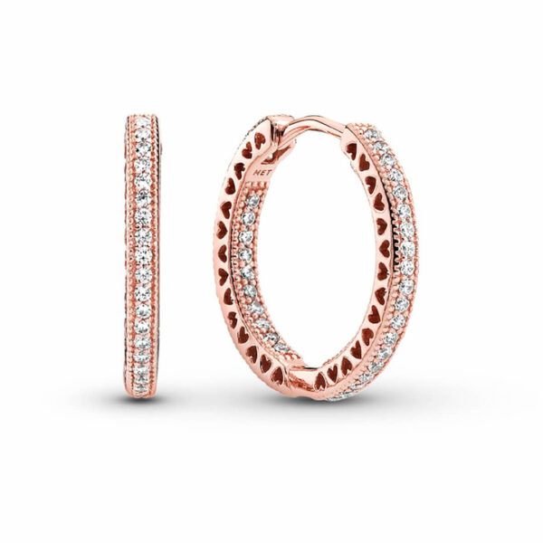 Aretes Tipo Argolla - Brillos Oro Rosa Medianas