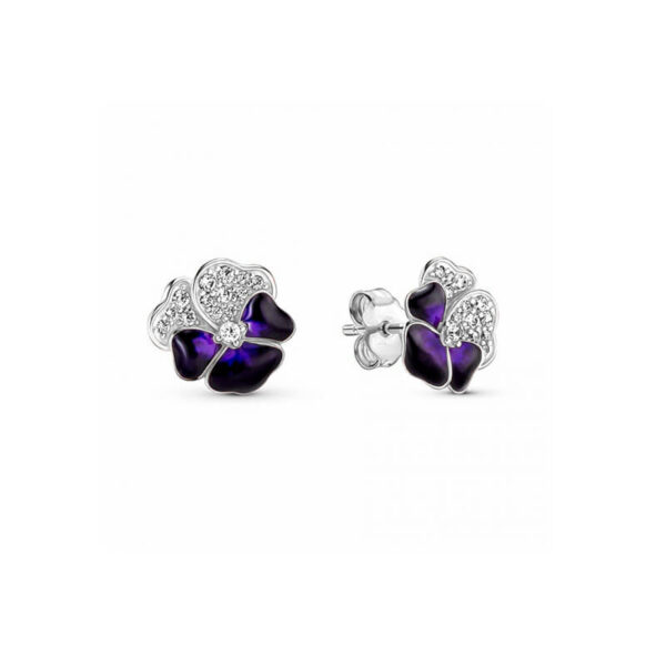 Aretes de Botón - Flor Prímula Violeta